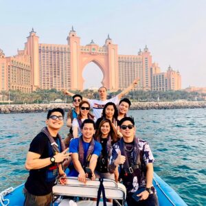 Group enjoying Splash Boat Tour Dubai