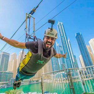 Xline Dubai Marina zipline adventure over the city.